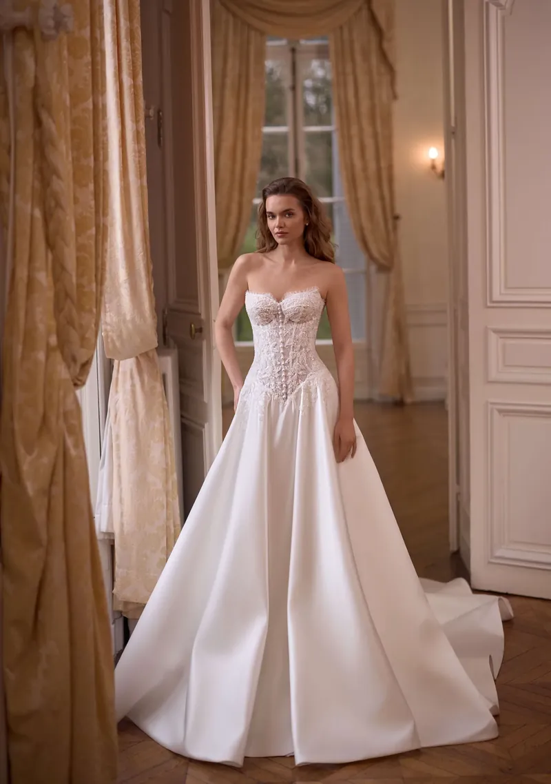 Robe bustier corset Séléstia Arden en satin, vue de face